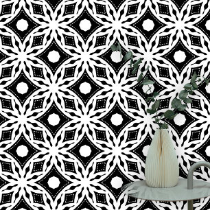 Elegantes geometrisches einfarbiges Schwarz und We Tapete