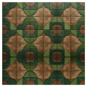 Elegantes geometrisches Fliesengewebe grün und bra Stoff
