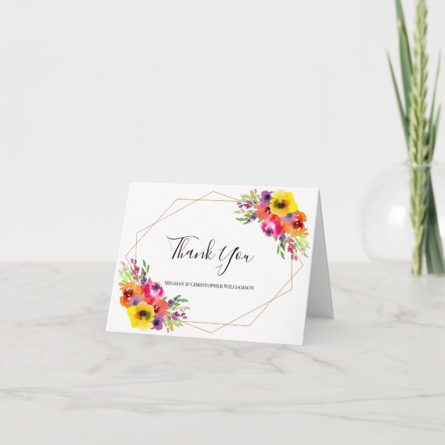 Elegantes geometrisches Foto Dankeskarte (Vorderseite)