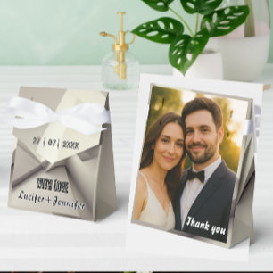 Elegantes geometrisches Gastgeschenk Hochzeit mit Geschenkschachtel