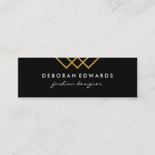 Elegantes geometrisches Gold Lines Simple Black Mini Visitenkarte