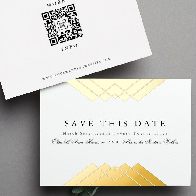 Elegantes geometrisches Gold Save the Date Folieneinladung (Von Creator hochgeladen)
