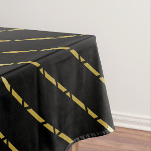 Elegantes geometrisches Goldenes Muster auf schwar Tischdecke