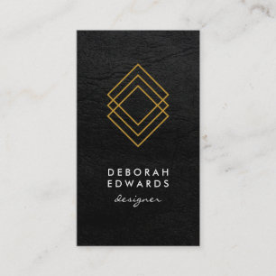 Elegantes geometrisches Imitat Squares Leder Visitenkarte