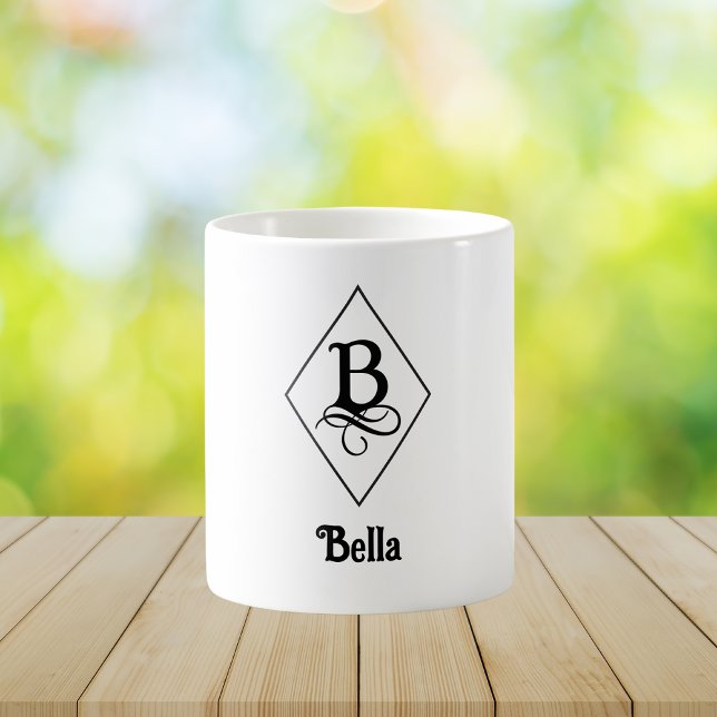 Elegantes geometrisches Initial-Monogramm B Kaffeetasse (Von Creator hochgeladen)