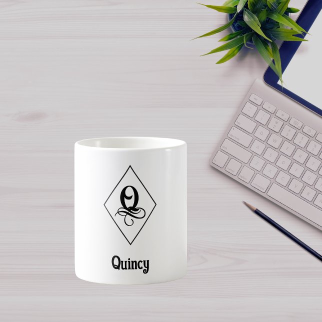 Elegantes geometrisches Initial-Monogramm Q Kaffeetasse (Von Creator hochgeladen)