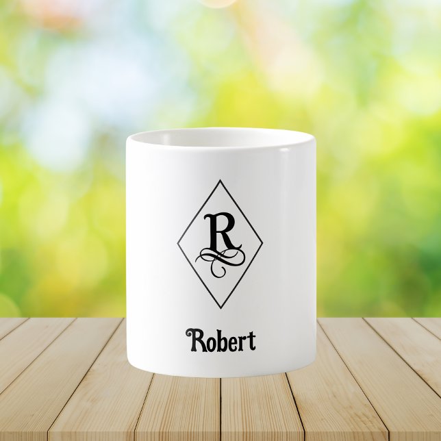 Elegantes geometrisches Initial-Monogramm R Kaffeetasse (Von Creator hochgeladen)