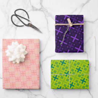 Elegantes geometrisches Kreuzrechteck-Muster Geschenkpapier Set