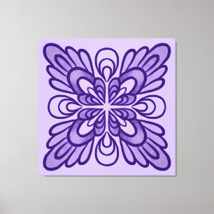 Elegantes geometrisches Lila Blumenmuster Leinwanddruck