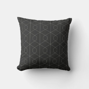 Elegantes geometrisches Linienmuster Schwarz und W Kissen