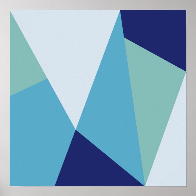 Elegantes geometrisches Marineblau und grüne Paste Poster (Vorne)