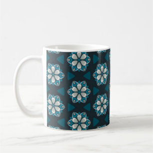 "Elegantes geometrisches Muster der Blauen Flora Kaffeetasse