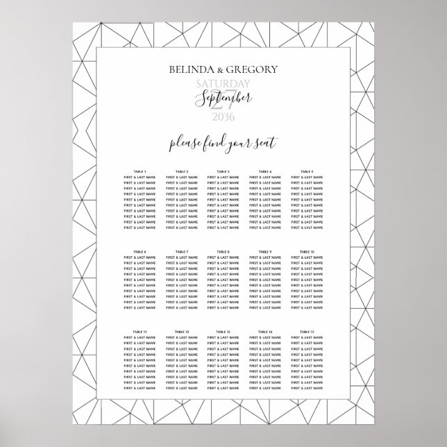 Elegantes geometrisches Muster für Hochzeitssattel Poster (Vorne)