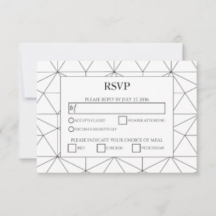 Elegantes geometrisches Muster für RSVP-Hochzeitka RSVP Karte