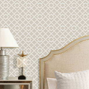 Elegantes geometrisches Muster Greige Beige Tapete