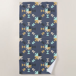 Elegantes geometrisches Muster in Mint, Gold und S Strandtuch