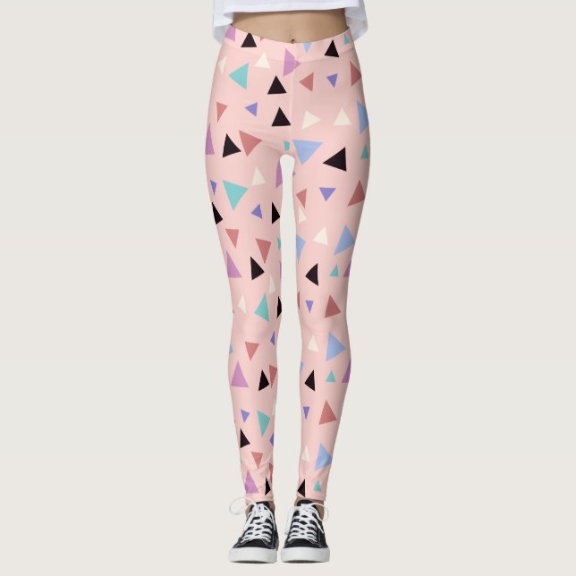 Elegantes geometrisches Muster rosa lila Minze sch Leggings (Vorderseite)