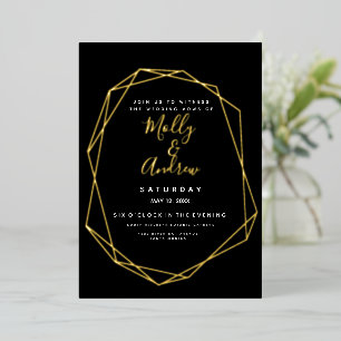 Elegantes geometrisches Schwarz & Gold Moderne Hoc Folieneinladung