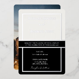 Elegantes gerahmtes Elfenbein- und Schwarz-Design  Folieneinladung