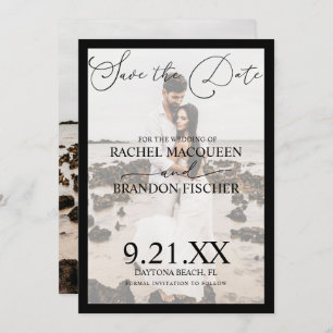 Elegantes Gerahmtes Schwarzes Foto Hochzeit Save The Date