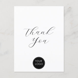 Elegantes Geschäftslogo-Skript Danke Weiß Postkarte