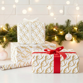 Elegantes Geschenk für Gold und Weiße Hochzeit Geschenkpapier