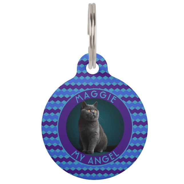 Elegantes Geschenk für Katzenmütter Chevron Haustiermarke (Vorderseite)