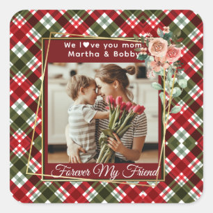 Elegantes Geschenk für Mama Mütter Tag 1 Foto Quadratischer Aufkleber