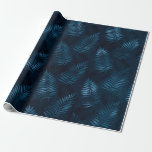 Elegantes Geschenk für tropische Pflanze aus blaue Geschenkpapier<br><div class="desc">Hübsche und elegante tiefblaue Imitate metallische tropische Pflanze in einem wiederholten Muster. Absolut schön. Mix und Abstimmung mit anderen Begleitern Muster in meinem Shop verfügbar.</div>