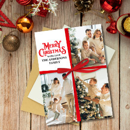 Elegantes Geschenk Wrapped Family FotoCollage Weih Feiertagskarte