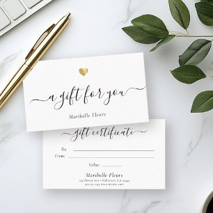 Elegantes Geschenkgutschein für moderne Skripte Visitenkarte