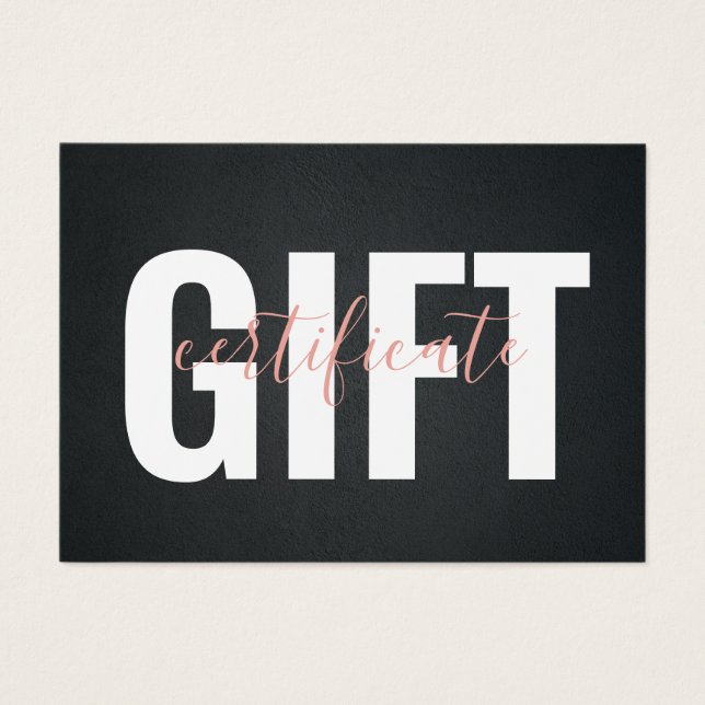 Elegantes Geschenkgutschein in Schwarz Rosa (Vorderseite)