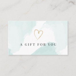 Elegantes Geschenkgutschein mit hellblauer Wasserf Visitenkarte