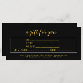 Elegantes Geschenkzertifikat für Black & Gold