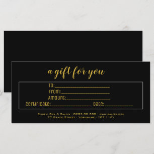 Elegantes Geschenkzertifikat für Black & Gold