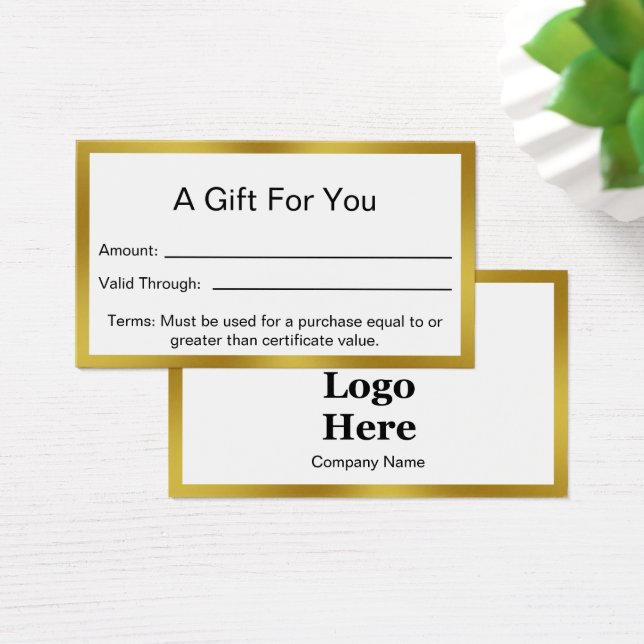 Elegantes Geschenkzertifikat für Weißes und Gold (Schreibtisch)