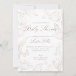 Elegantes GeschlechtNeutral Boho Chic Floral Baby  Einladung