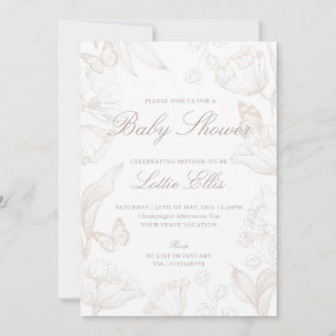 Elegantes GeschlechtNeutral Boho Chic Floral Baby Einladung
