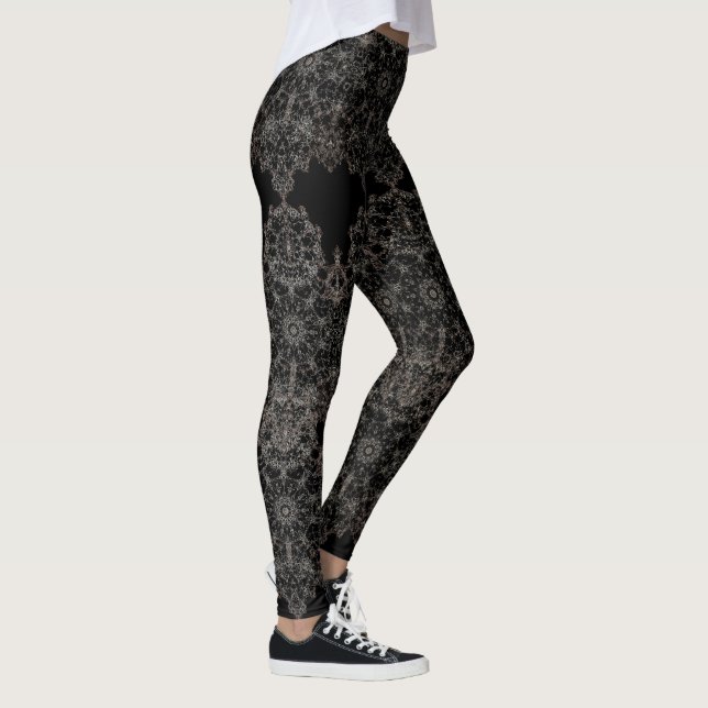 Elegantes geschnürtes Goldmuster Leggings (Rechts)
