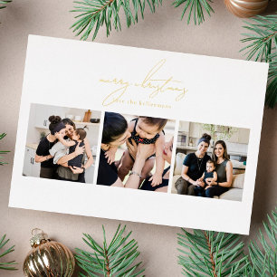 Elegantes geschriebenes FROHES WEIHNACHTEN 3-Foto- Folien Feiertagskarte