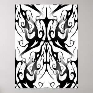 Elegantes Gesicht in Feuer- und Flammendesign Poster