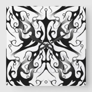 Elegantes Gesicht in Feuer- und Flammendesign Quadratische Wanduhr