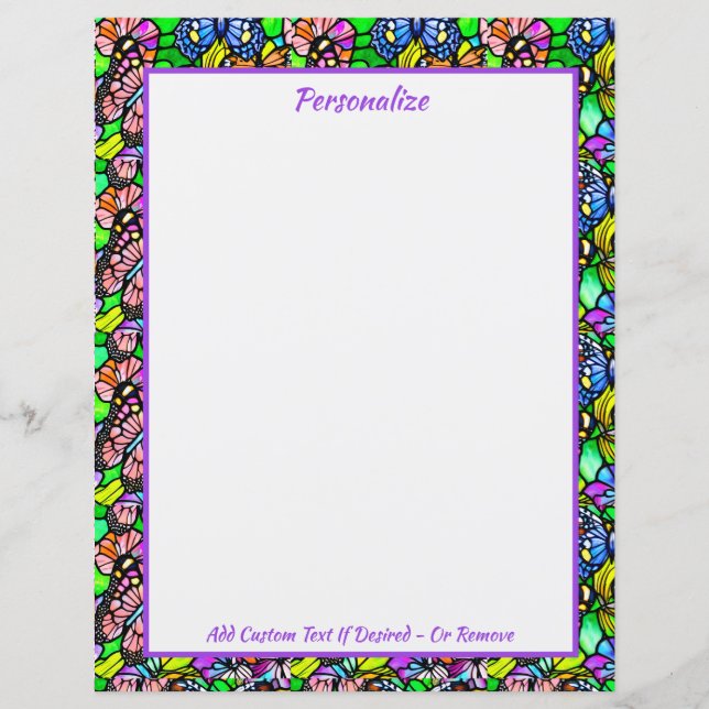 Elegantes gestanztes GlasFarbenfrohe Schmetterling (Vorderseite)