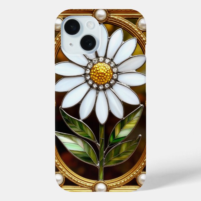 Elegantes gesteinigtes Glas Daisy Artwork Case-Mate iPhone Hülle (Rückseite)