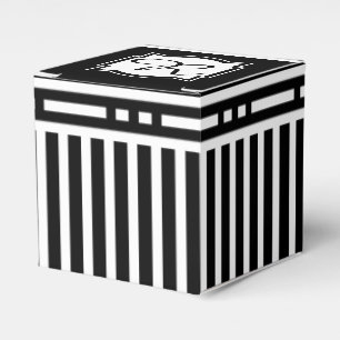 Elegantes gestreiftes Schwarzweiss des Monogramm-R Geschenkschachtel