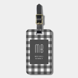 Elegantes Gingham-Monogramm Gepäckanhänger