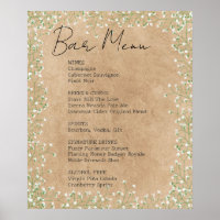 Elegantes Gipskraut Floral Wedding Bar Menu Signat