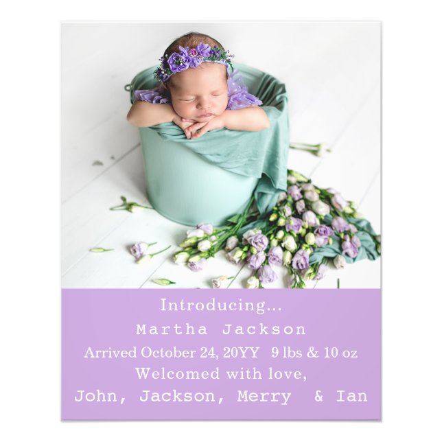 Elegantes Girl Birth Kinderzimmer New Baby Foto (Vorne)