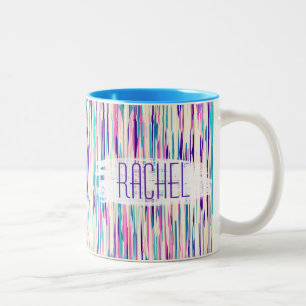 Elegantes Girly abstraktes Brushstrokes-Monogramm Zweifarbige Tasse