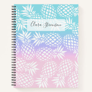 Elegantes Girly Gradient Ananas Muster farbenfroh Notizbuch
